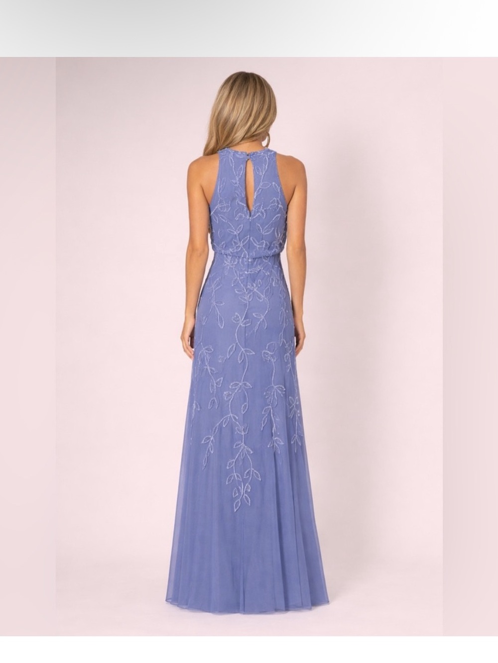 Adrianna Papell French Blue Beaded Gown SZ 16 NWT Formal Evening Dress GALA MOB - Picture 3 of 12
